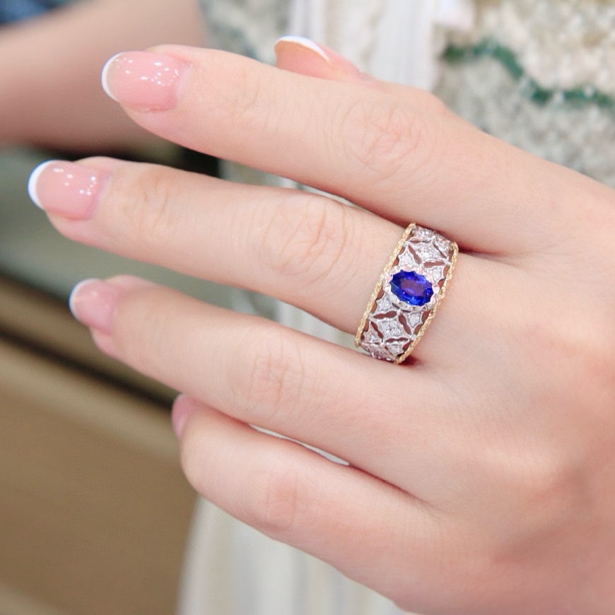 14k Gold 1.17 Ctw Natural Sapphire & Diamond Ring - 5