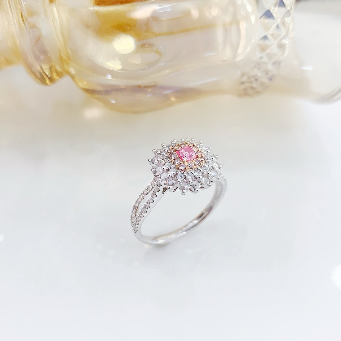 14k Gold 0.85 Ctw Natural Pink Diamond & Diamond Ring - 3