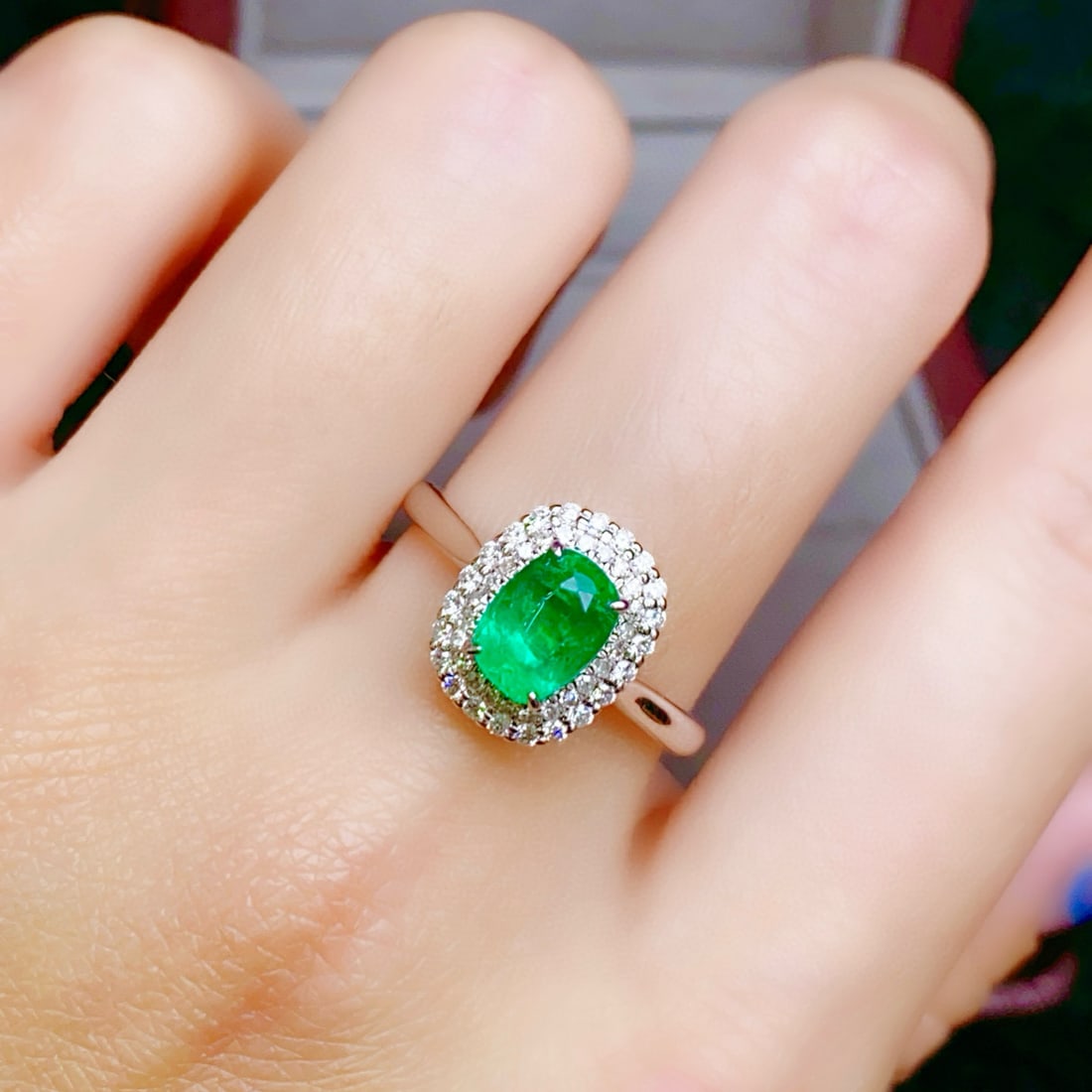 14k Gold 1.64 Ctw Vivid Green Natural Emerald & Diamond Ring - 6