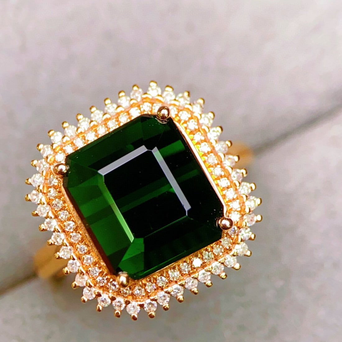 14k Gold 7.39 Ctw Natural Tourmaline & Diamond Ring - 4