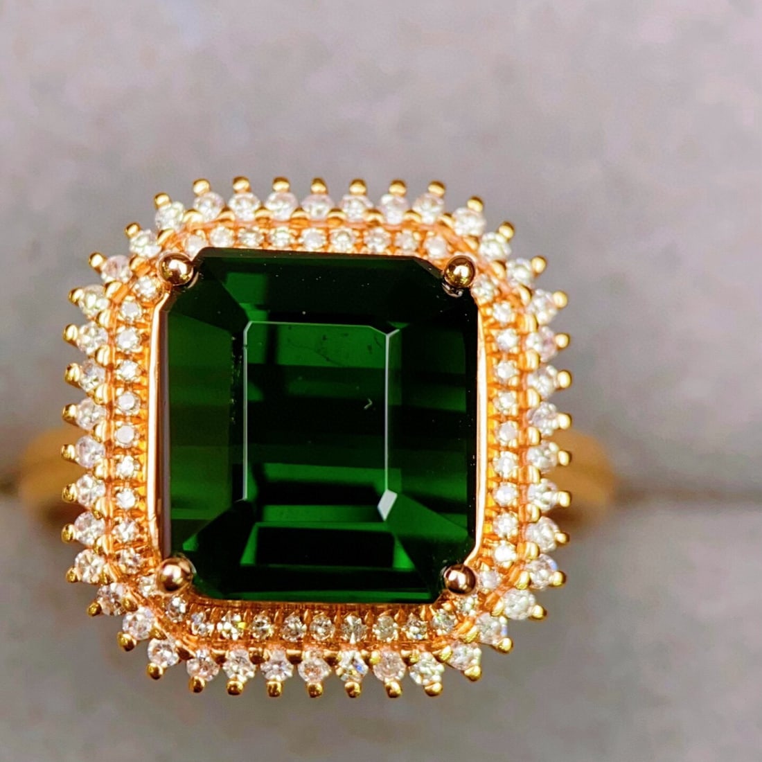 14k Gold 7.39 Ctw Natural Tourmaline & Diamond Ring - 6