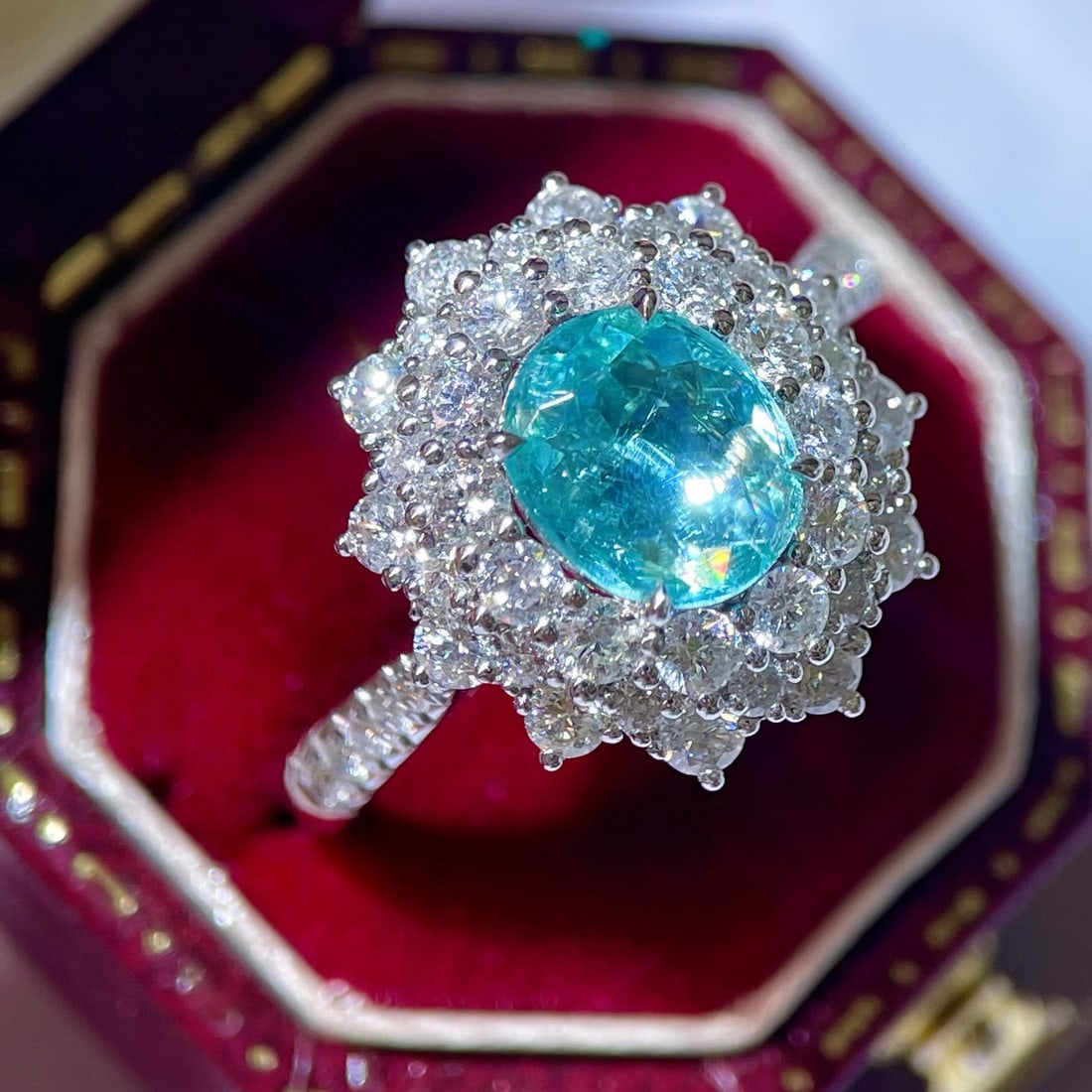 14k Gold 2.07 Ctw Natural Paraiba Tourmaline & Diamond Ring - 2