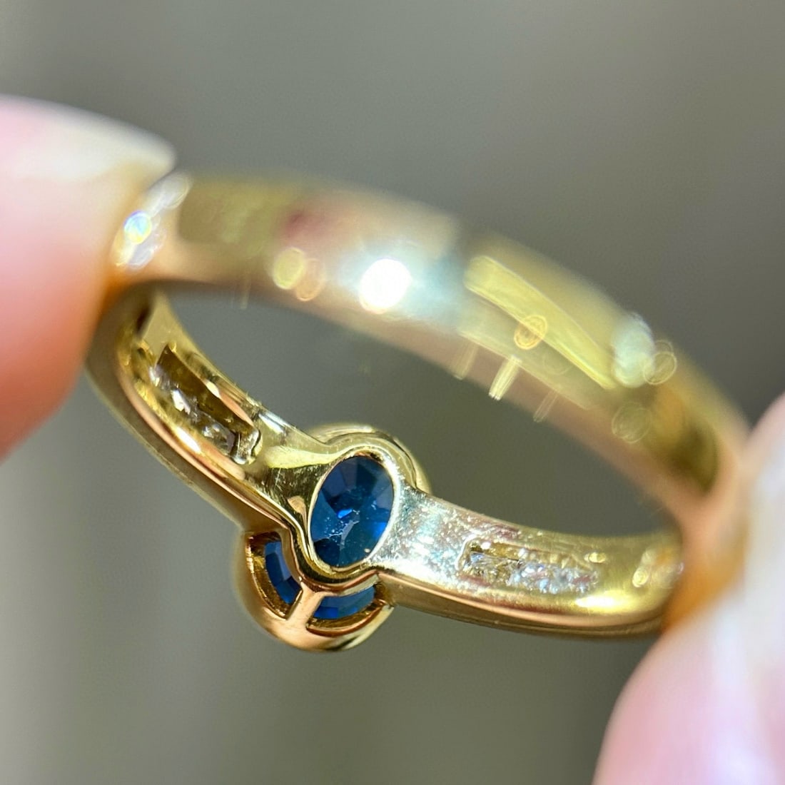 14k Gold 1.55 Ctw Natural Sapphire & Diamond Ring - 5