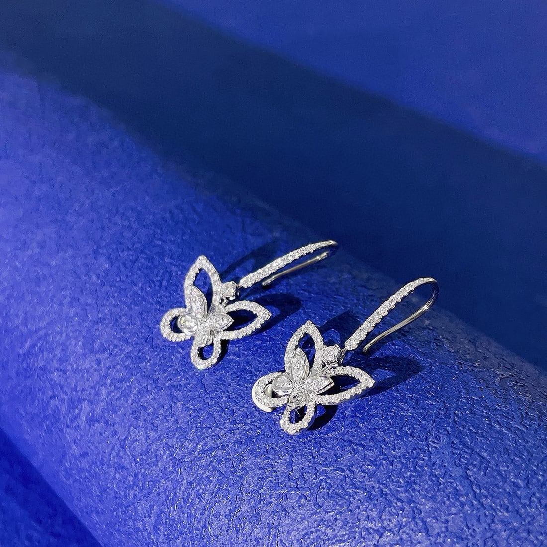 14k Gold 0.42 Ct Natural H Diamond & Butterfly Earrings - 2