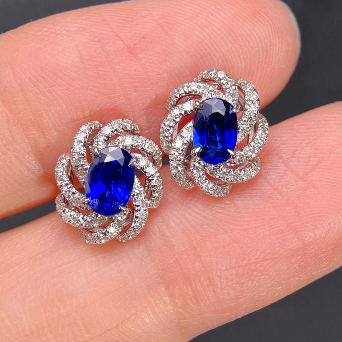 14k Gold 1.64 Ctw Natural Sapphire & Diamond Earrings (1 of 4)