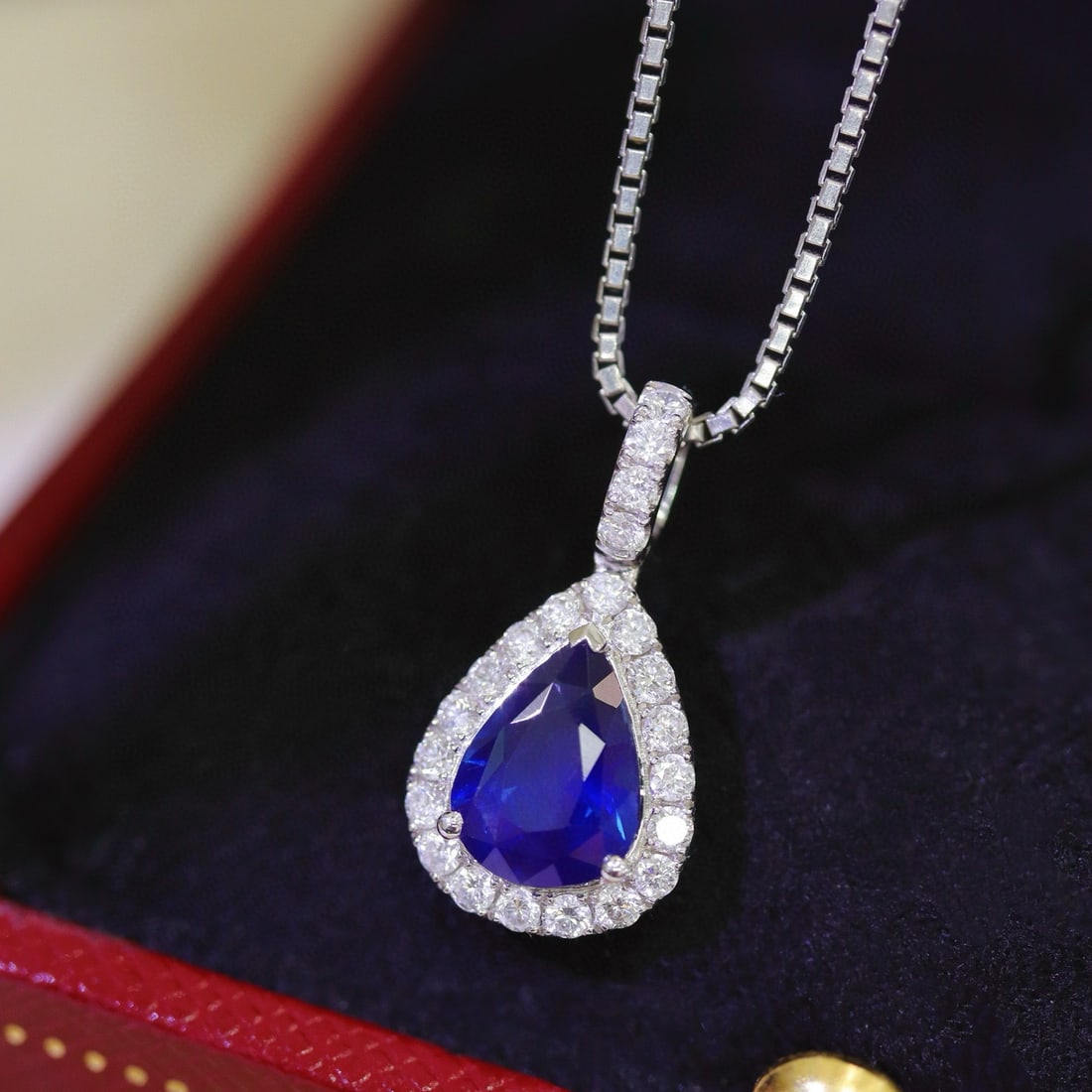 14k Gold 1.3 Ctw Natural Sapphire & Diamond Pendant( Without Chain ) - 3