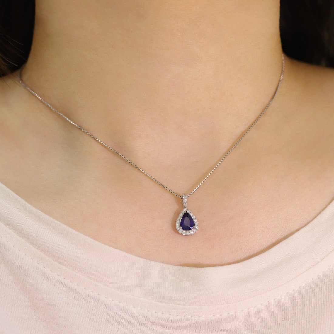 14k Gold 1.3 Ctw Natural Sapphire & Diamond Pendant( Without Chain ) - 4