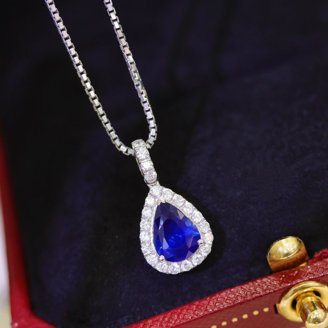 14k Gold 1.3 Ctw Natural Sapphire & Diamond Pendant( Without Chain ) - 8