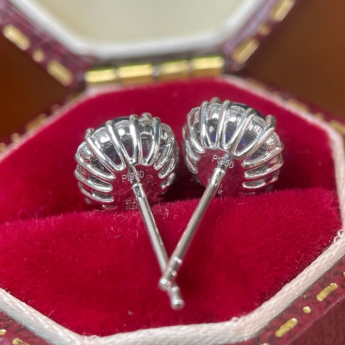 14k Gold 1.48 Ctw Natural Sapphire & Diamond Earrings - 4