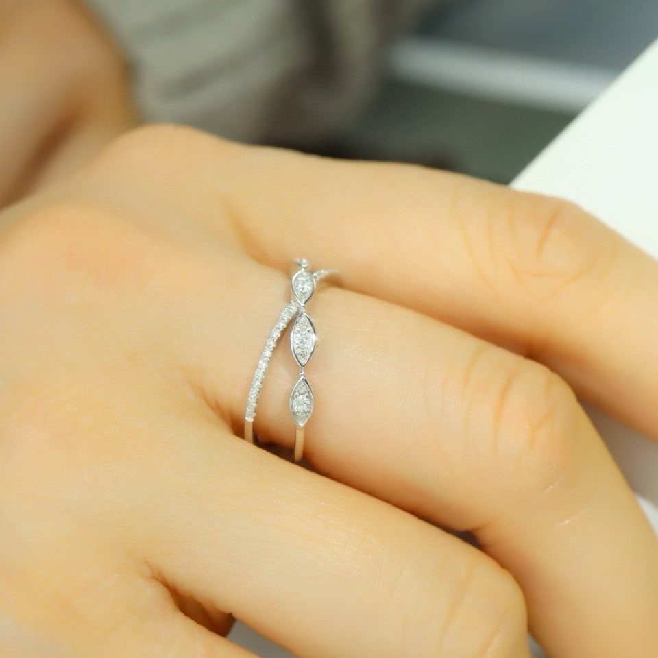 14k Gold 0.25 Ct Natural H Diamond Ring - 5