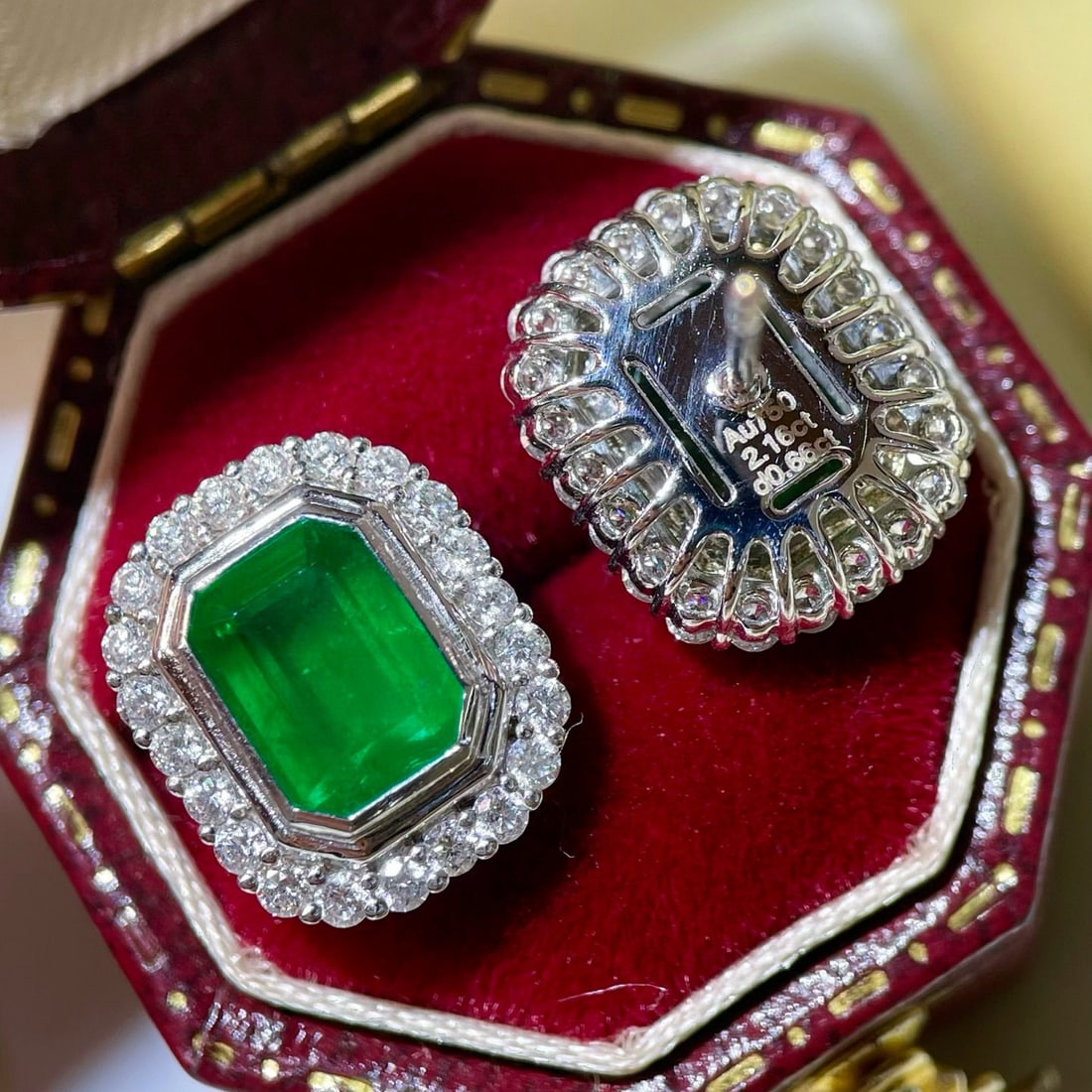 14k Gold 2.82 Ctw Vivid Green Natural Emerald & Diamond Earrings - 4