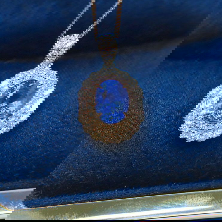 14k Gold 2.05 Ctw Natural Sapphire & Diamond Necklace - 3