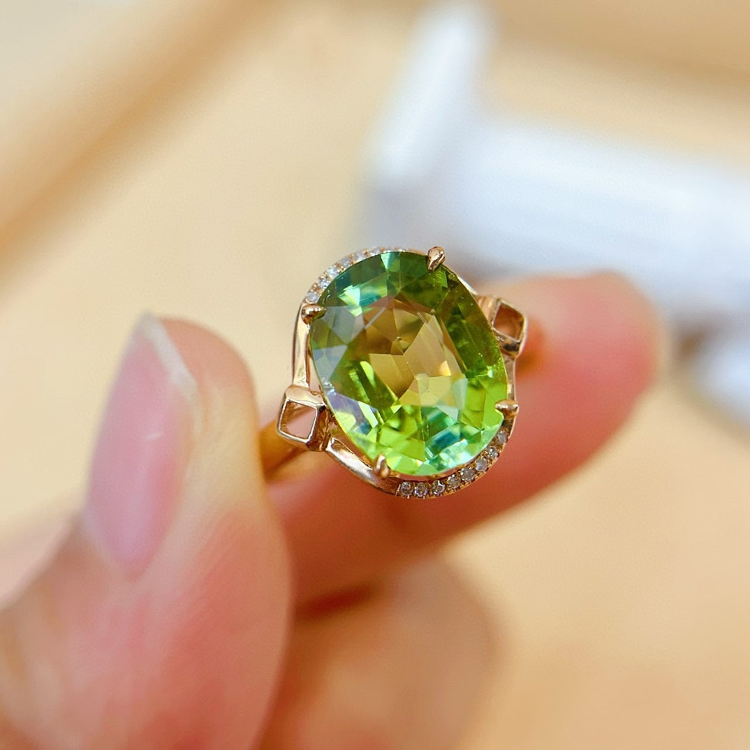 14k Gold 3.05 Ct Natural Tourmaline & Diamond Ring - 3