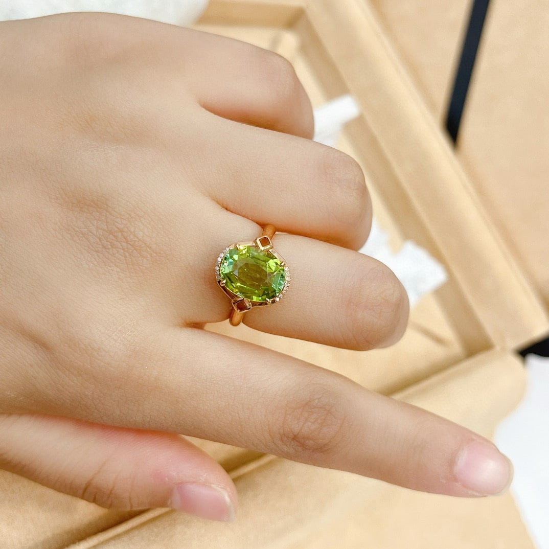 14k Gold 3.05 Ct Natural Tourmaline & Diamond Ring - 5