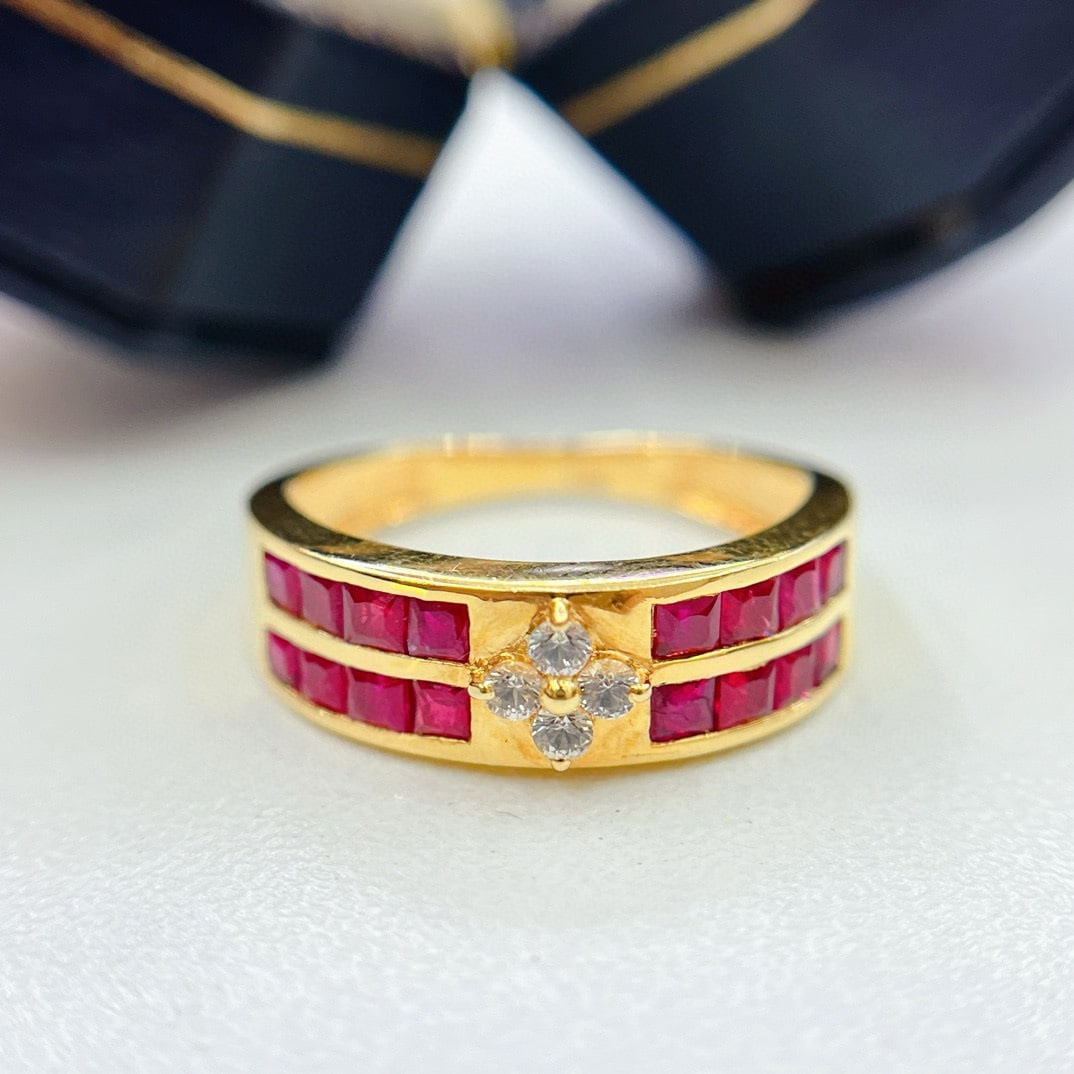 14k Gold 1.65 Ct Vivid Red Natural Ruby & Sapphire Ring (1 of 6)