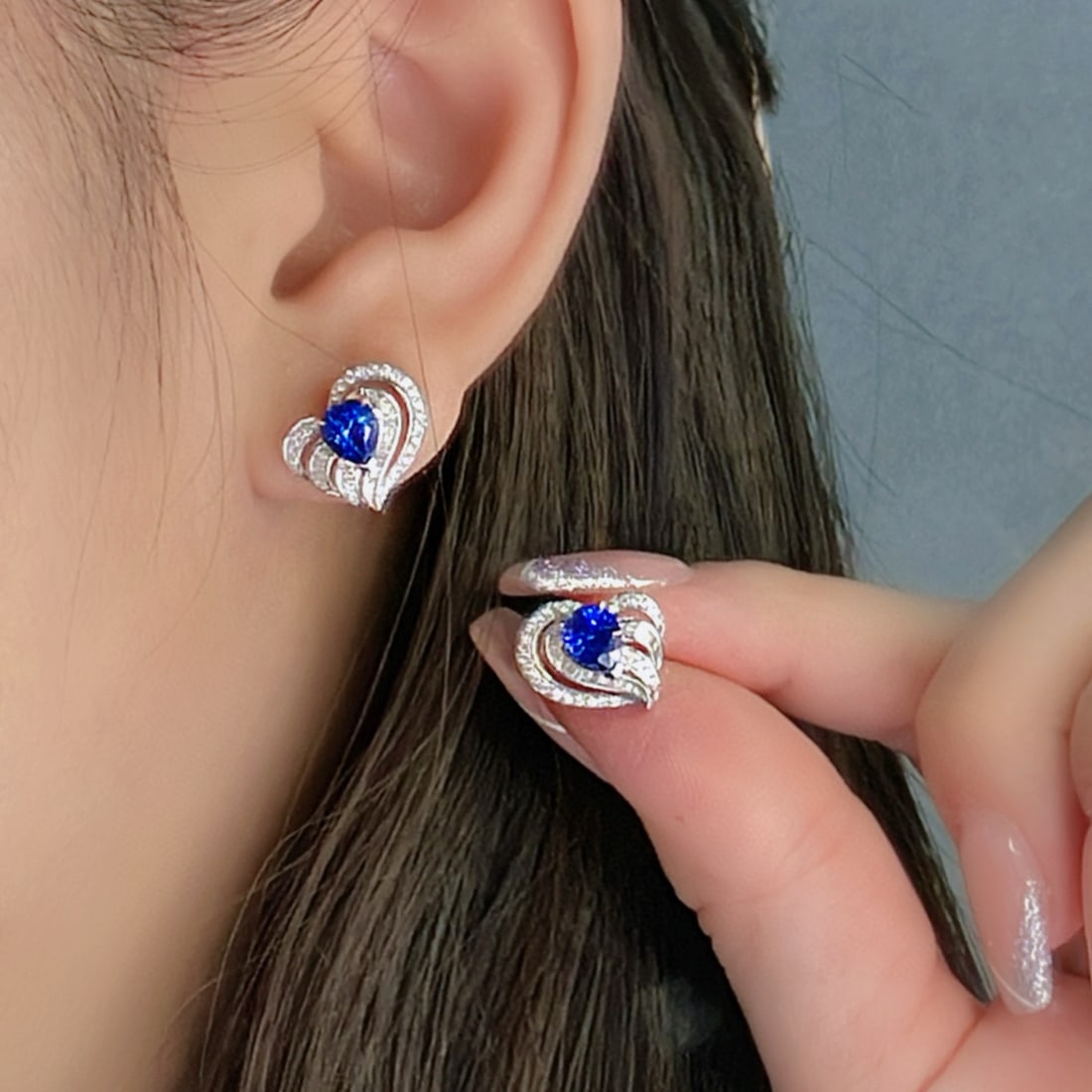 14k Gold 2.70 Ctw Natural Sapphire & Diamond Earrings - 4