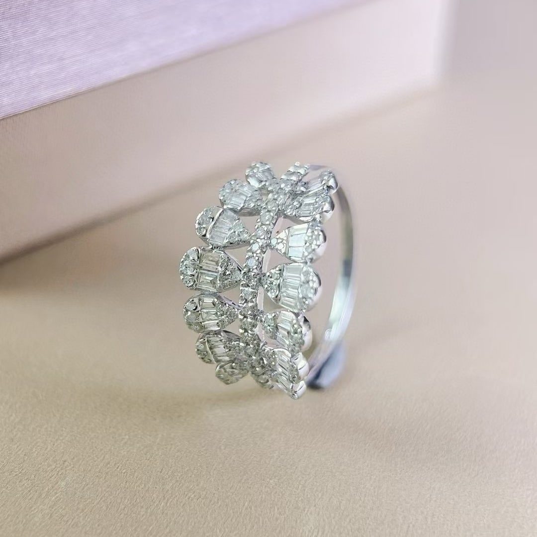 14k Gold 0.62 Ct Natural H Diamond Ring - 6