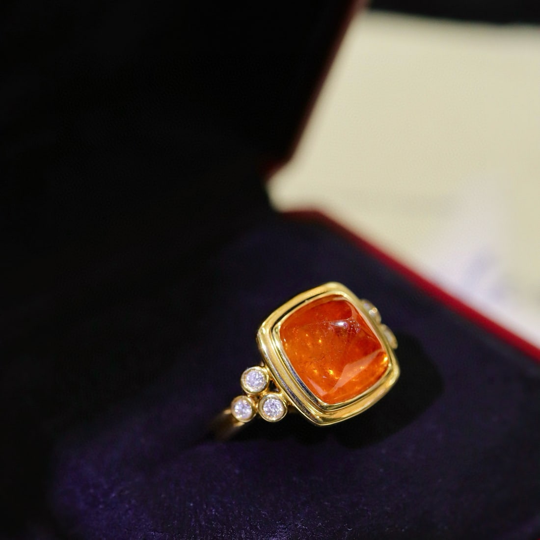 14k Gold 9.26 Ctw Natural Spessartine & Diamond Ring - 8