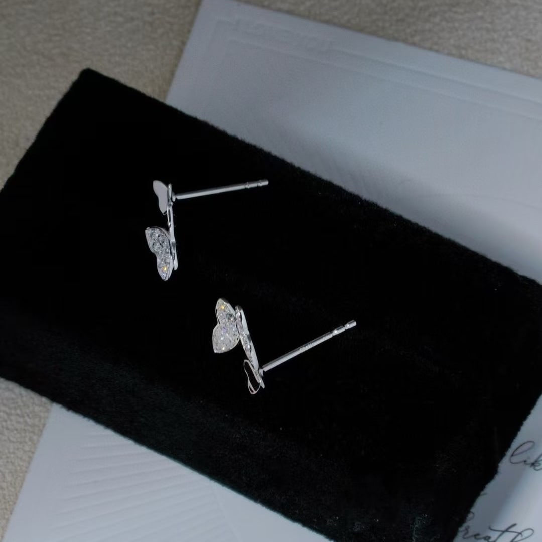 14k Gold 0.16 Ct Natural H Diamond & Butterfly Earrings - 2