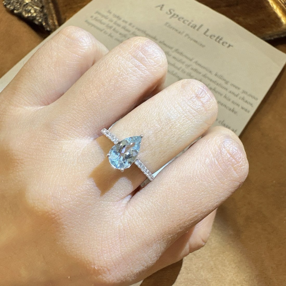 14k Gold 1.33 Ctw Natural Aquamarine & Diamond Ring - 4