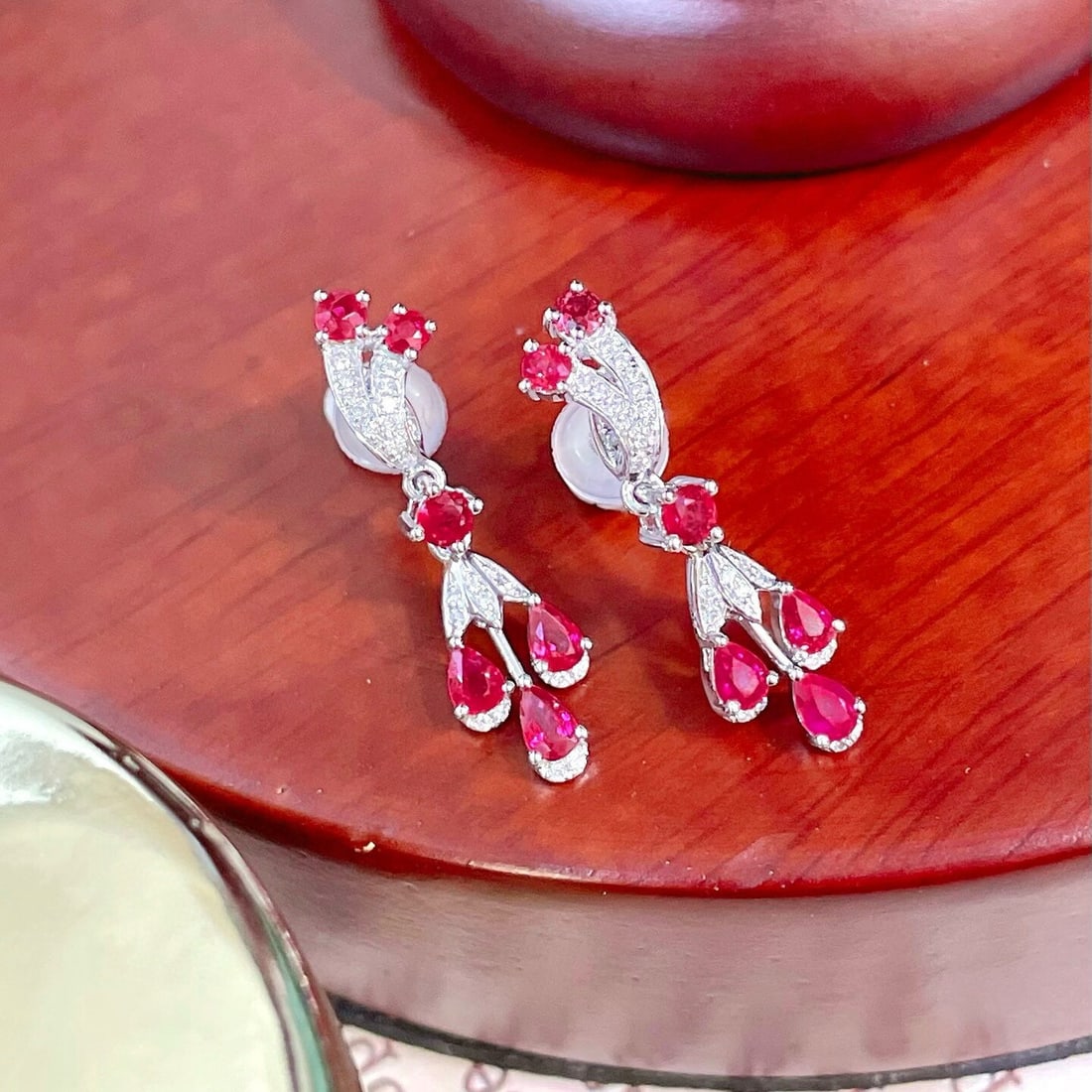 14k Gold 1.71 Ctw Natural Ruby & Diamond Earrings (1 of 5)
