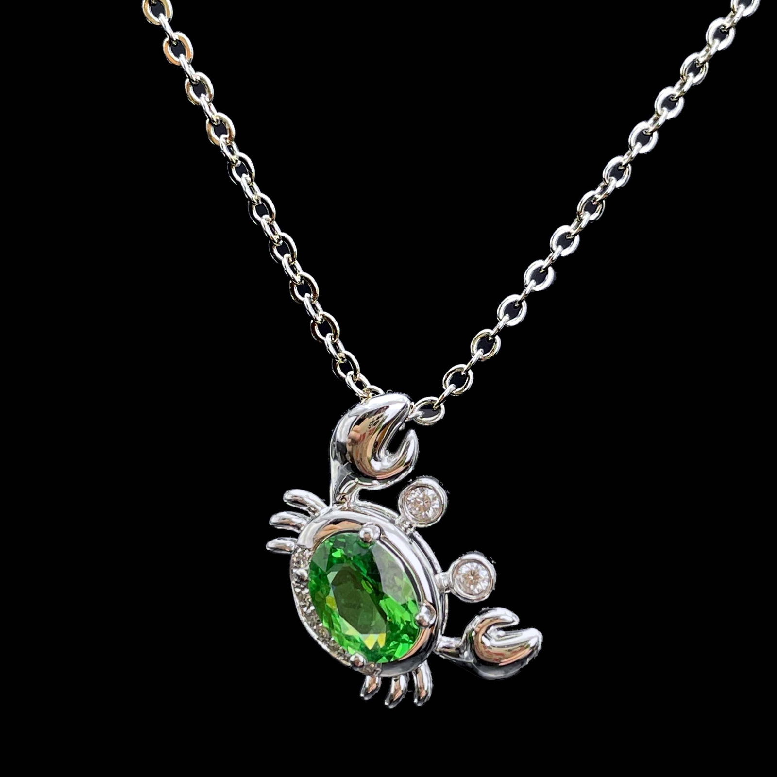 14k Gold 0.78 Ctw Natural Tsavorite & Diamond Pendant( Without Chain ) - 4