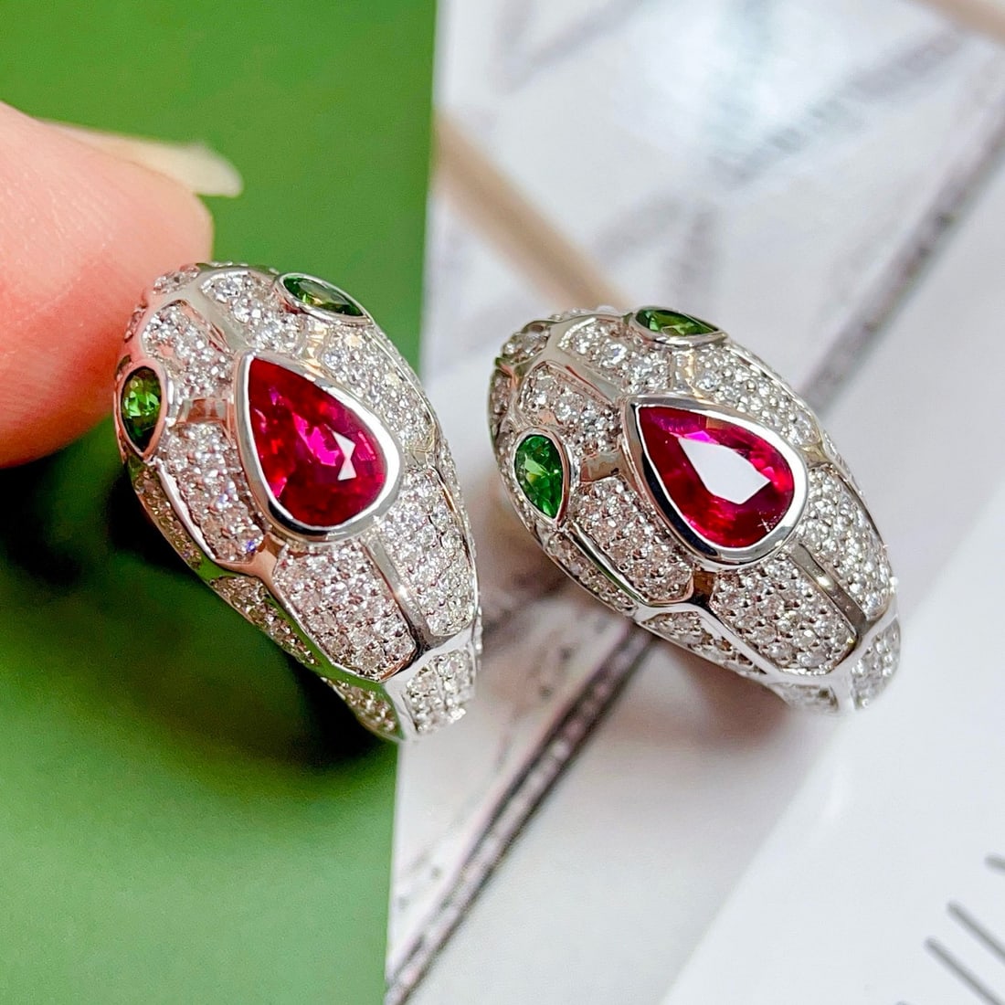 14k Gold 1.71 Ctw Natural Ruby & Diamond Earrings - 3