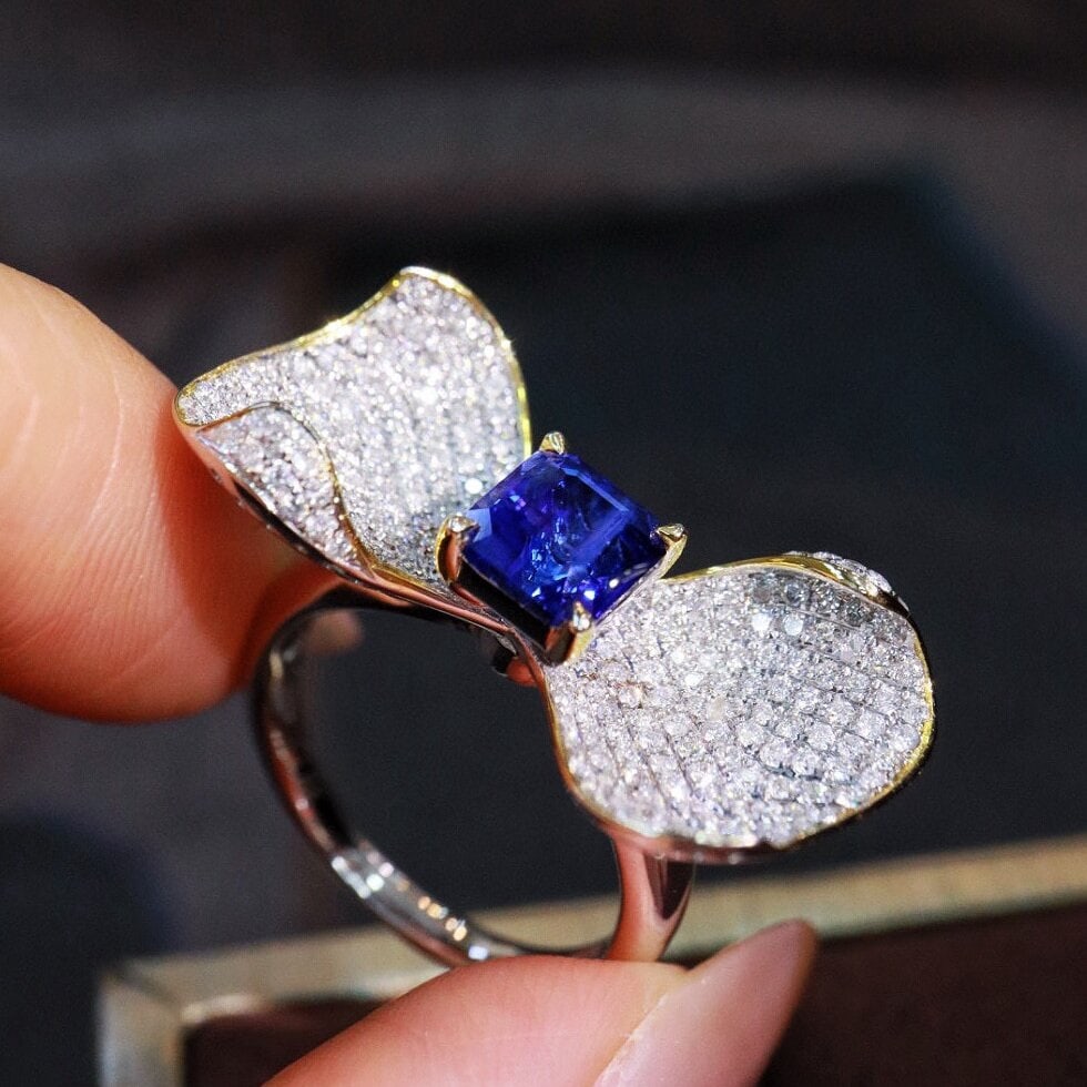 14k Gold 3.15 Ctw Natural Sapphire & Diamond Ring - 8