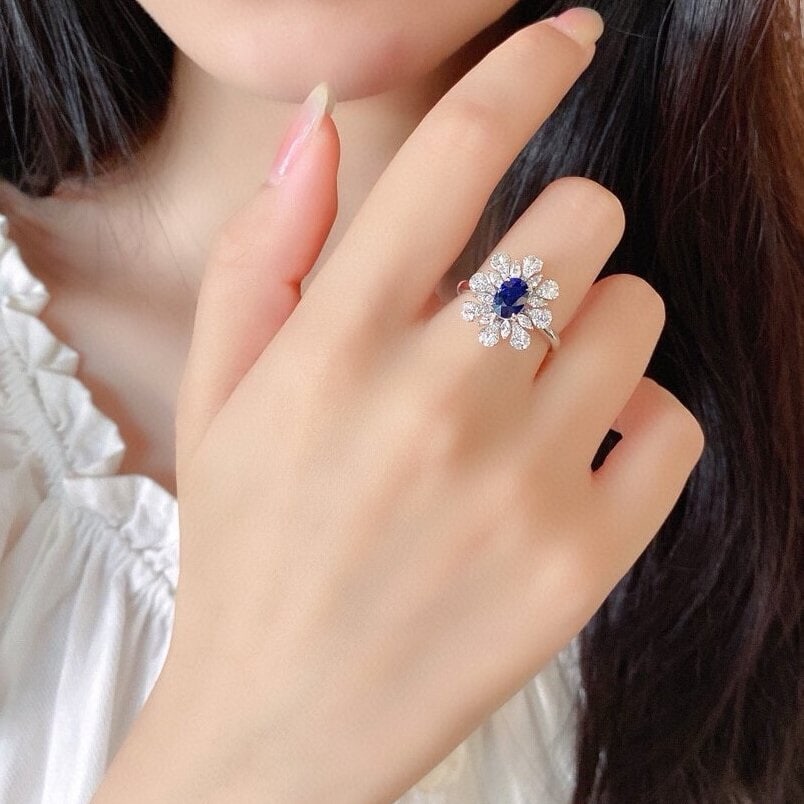 14k Gold 1.99 Ctw Natural Sapphire & Diamond Ring - 3