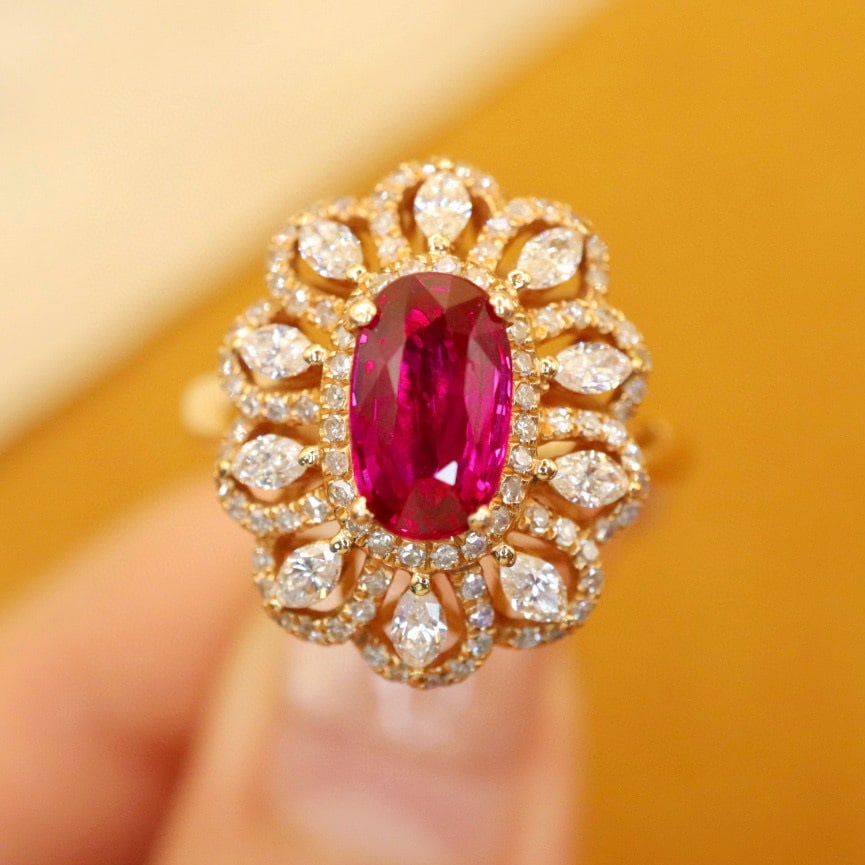 14k Gold 1.78 Ctw Natural Ruby & Diamond Ring/pendant( Without Chain ) (1 of 9)