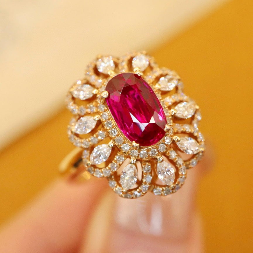 14k Gold 1.78 Ctw Natural Ruby & Diamond Ring/pendant( Without Chain ) - 3