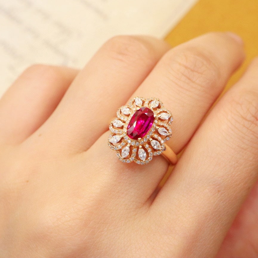 14k Gold 1.78 Ctw Natural Ruby & Diamond Ring/pendant( Without Chain ) - 7