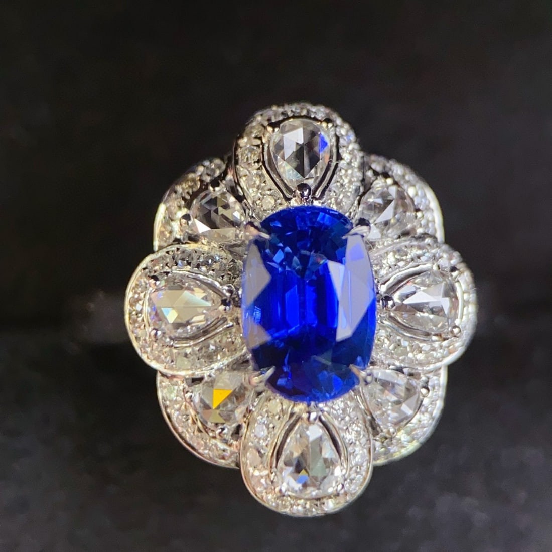 14k Gold 2.69 Ctw Vivid Blue Natural Sapphire & Diamond Ring (1 of 6)