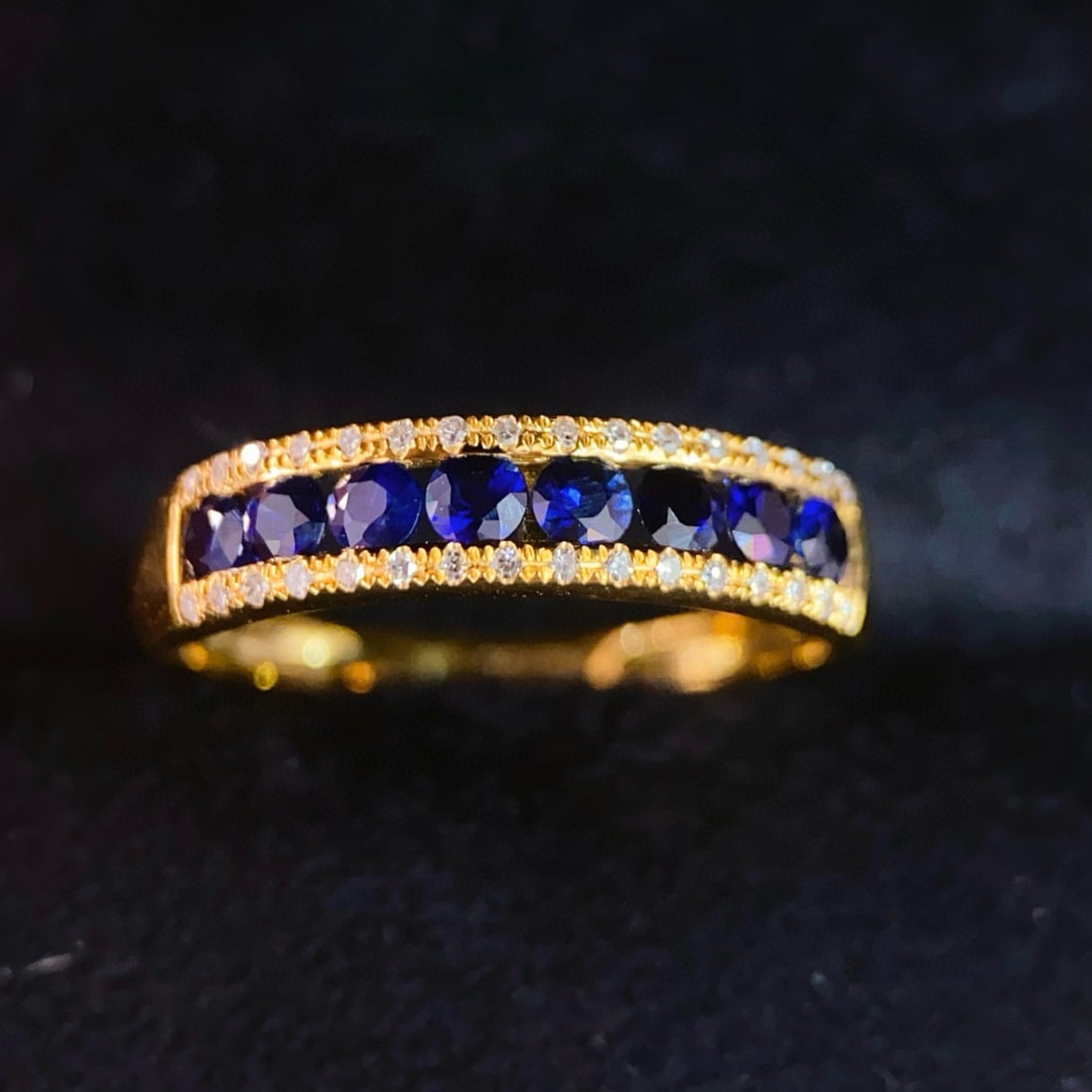 14k Gold 0.8 Ct Vivid Blue Natural Sapphire & Diamond Ring (1 of 7)