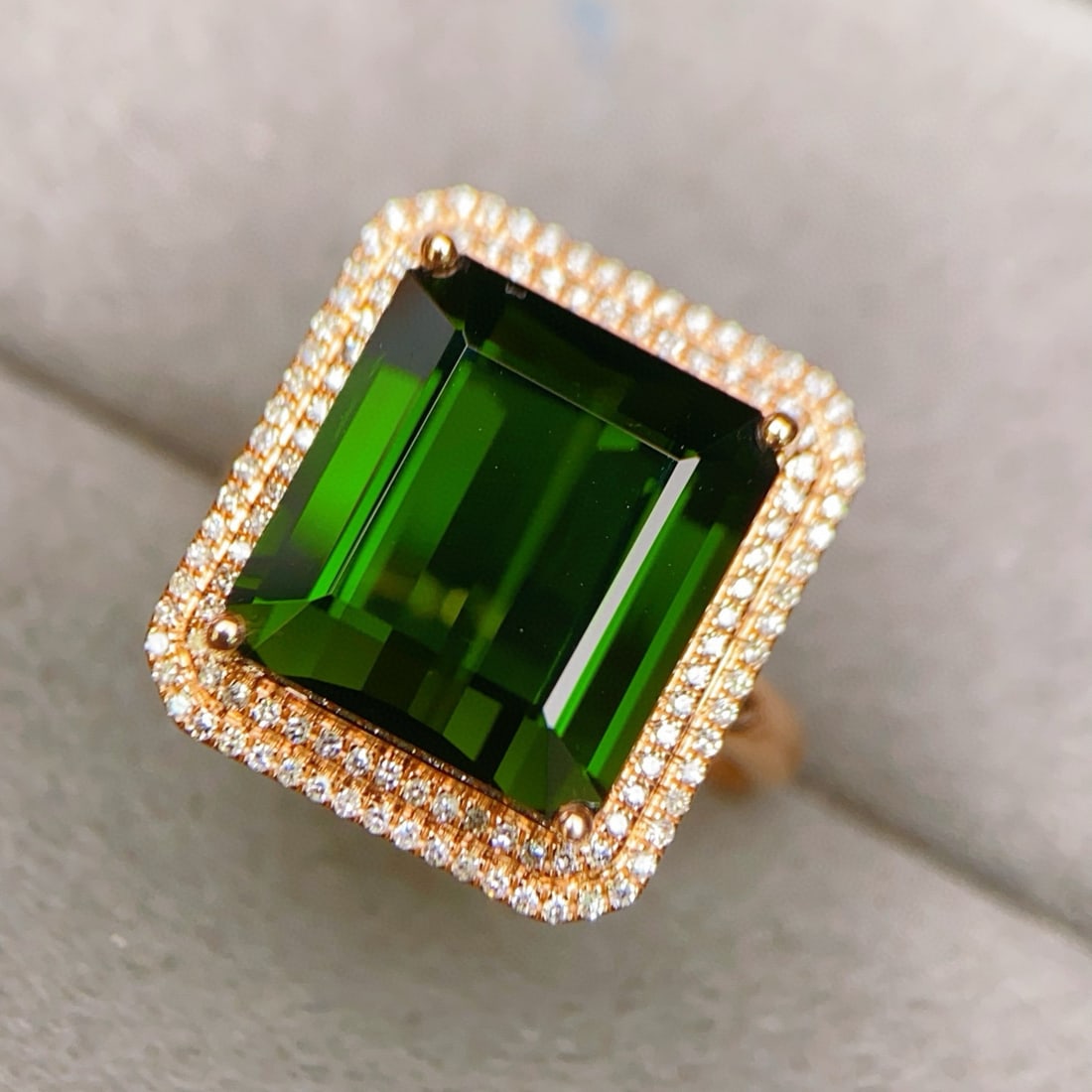 14k Gold 10.41 Ctw Natural Tourmaline & Diamond Ring (1 of 7)