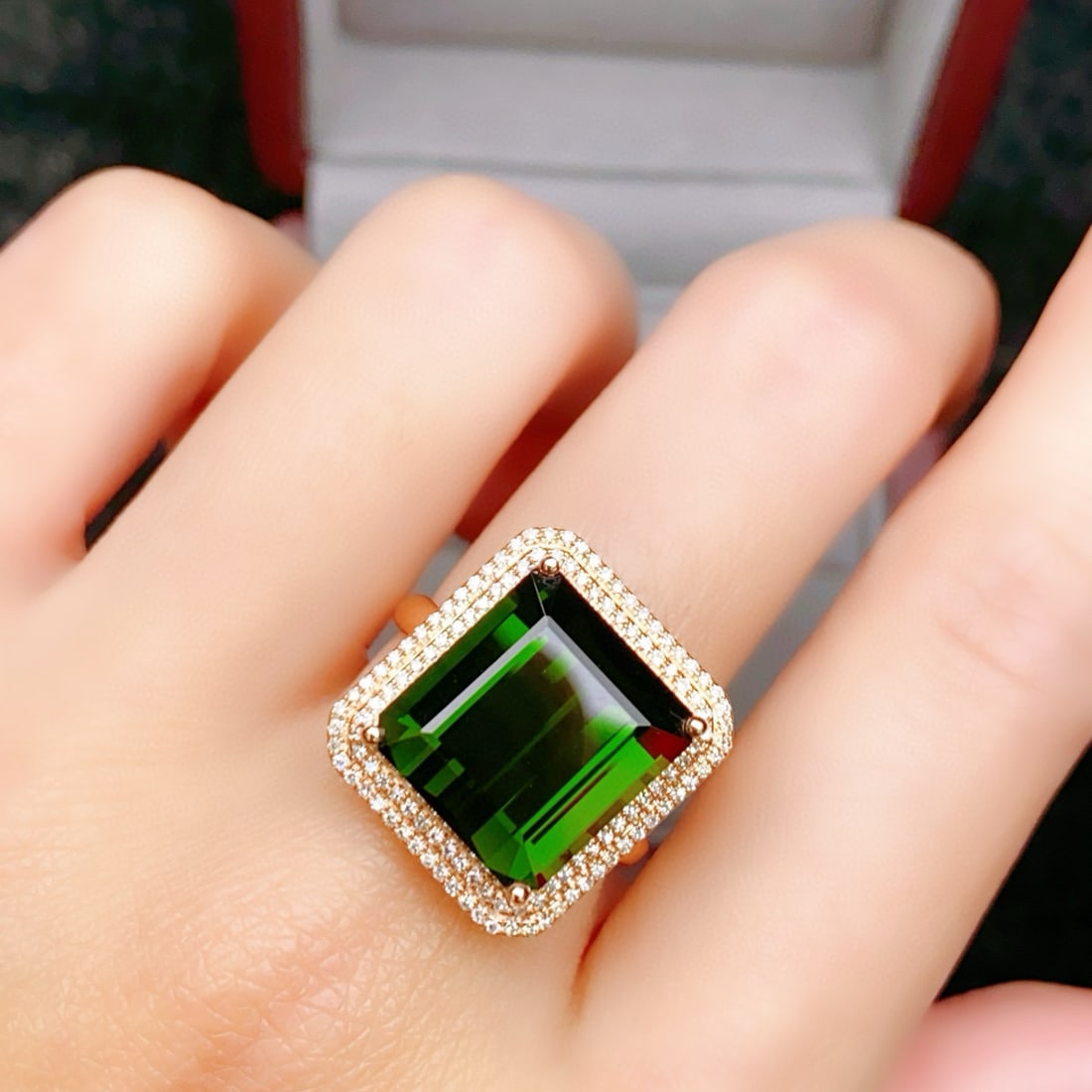 14k Gold 10.41 Ctw Natural Tourmaline & Diamond Ring - 3