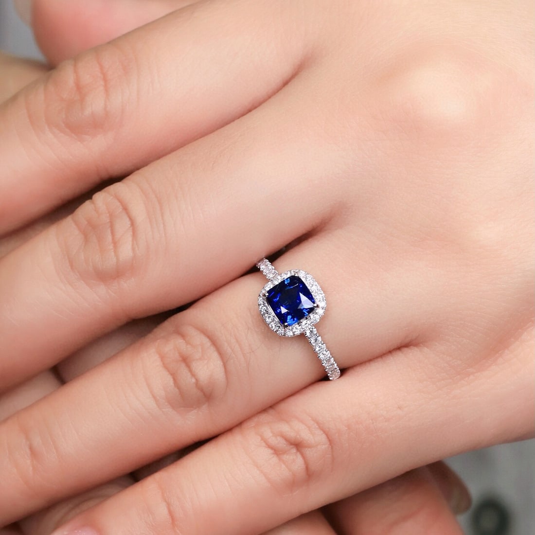 14k Gold 1.14 Ct Natural Sapphire & Diamond Ring - 8