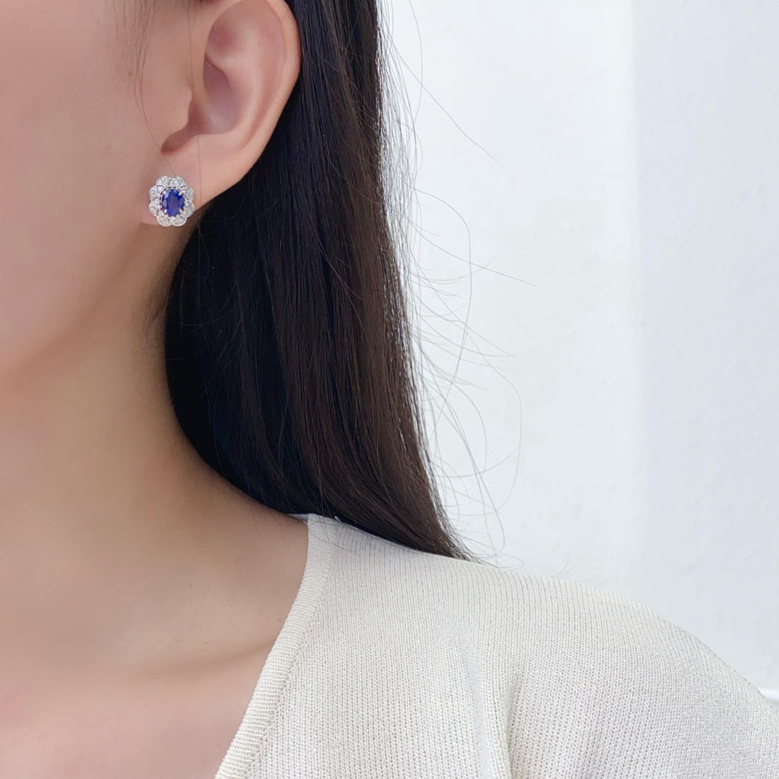 14k Gold 2.13 Ctw Natural Sapphire & Diamond Earrings - 3