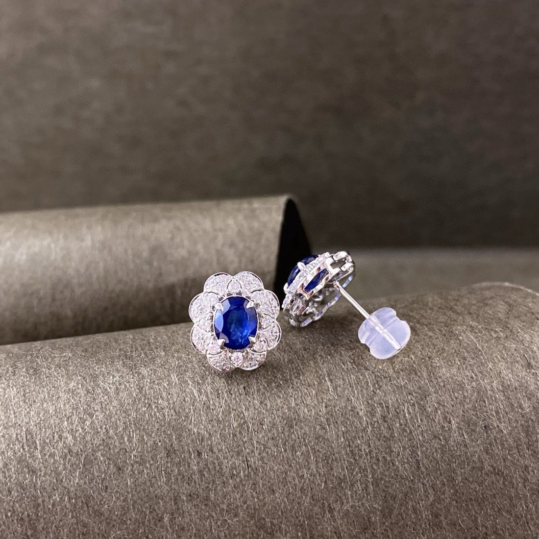 14k Gold 2.13 Ctw Natural Sapphire & Diamond Earrings - 5