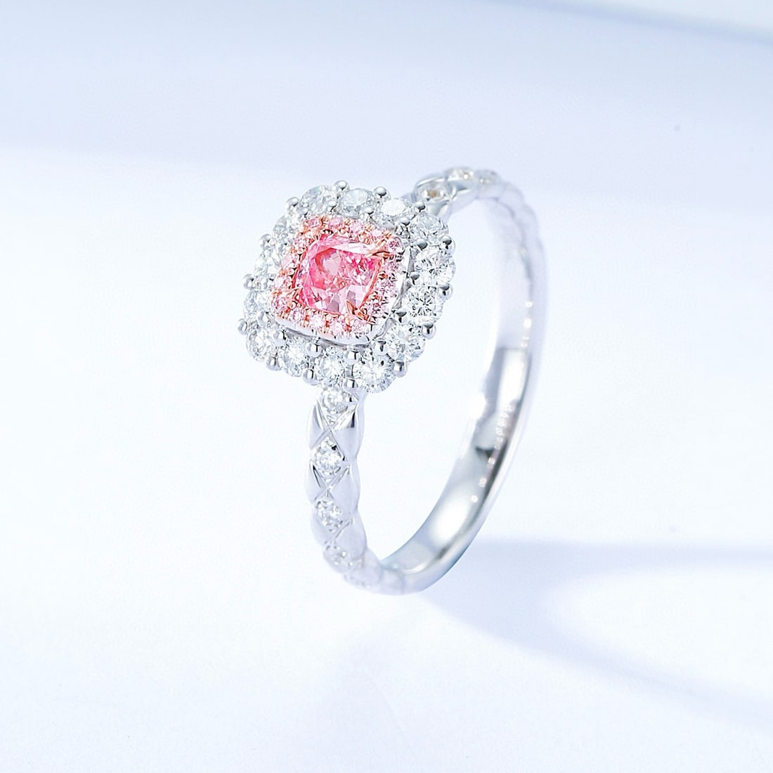 14k Gold 0.63 Ctw Natural Pink Diamond & Diamond Ring - 3