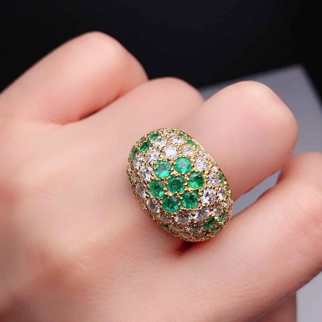 14k Gold 3.86 Ctw Natural Emerald & Diamond Ring - 2