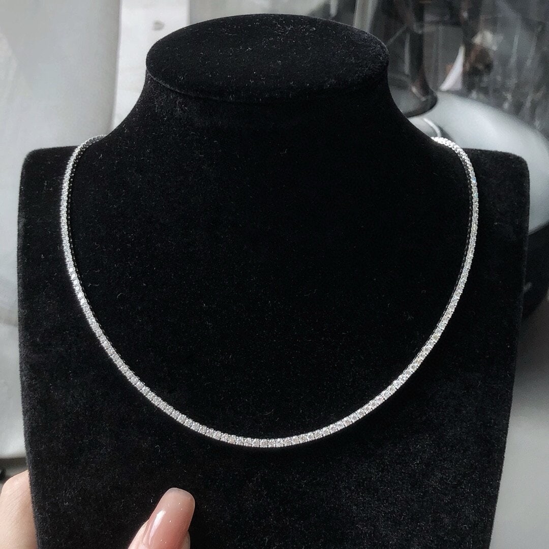 14k Gold 6.27 Ct Natural H Diamond Necklace (1 of 7)