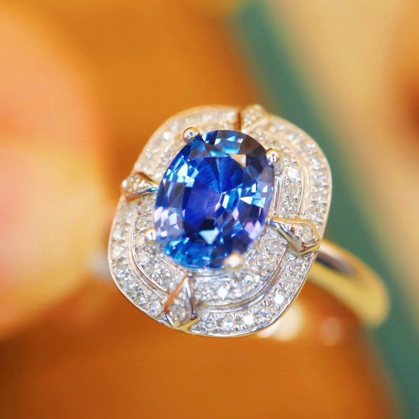 14k Gold 1.82 Ctw Natural Sapphire & Diamond Ring/pendant( Without Chain ) - 3