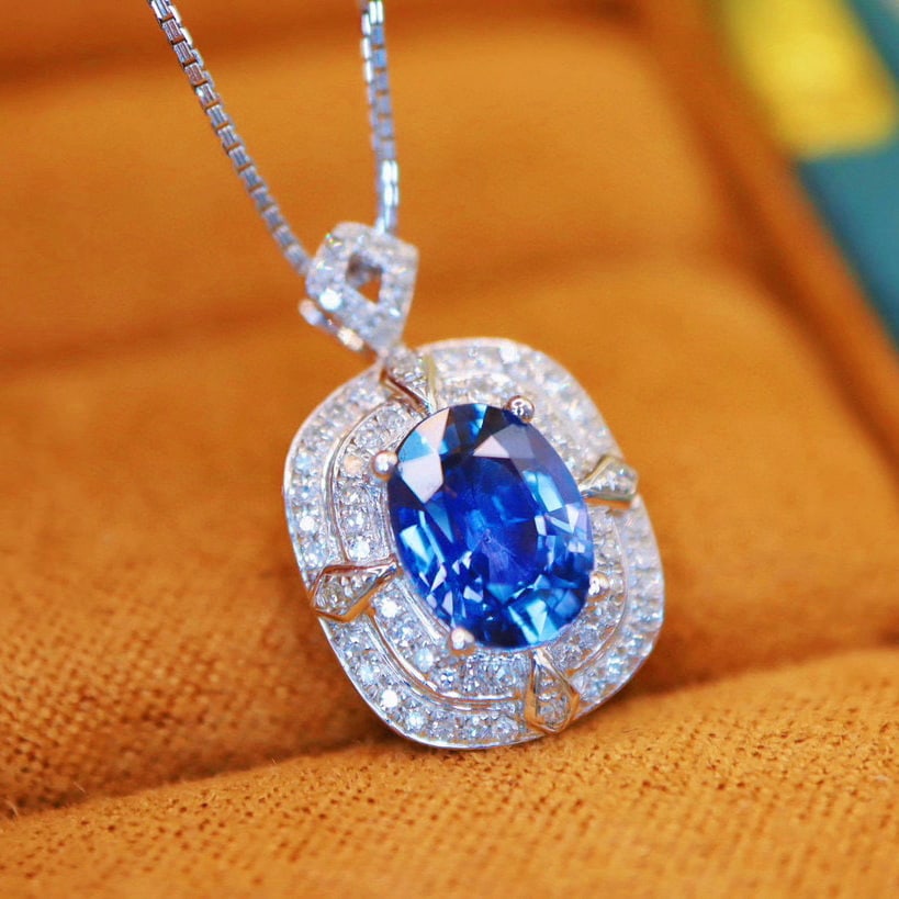 14k Gold 1.82 Ctw Natural Sapphire & Diamond Ring/pendant( Without Chain ) - 5