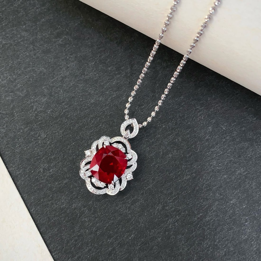 14k Gold 11.74 Ctw Vivid Red Natural Tourmaline & Diamond Jewelry Set - 5