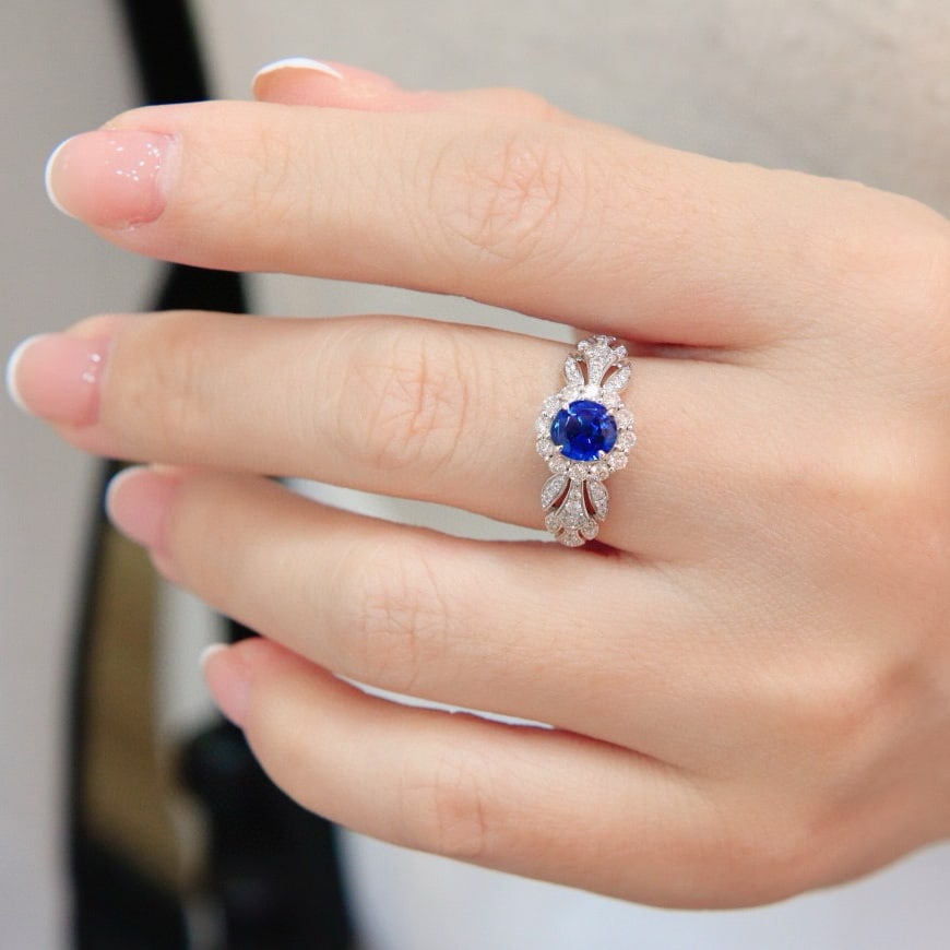 14k Gold 1.46 Ctw Natural Sapphire & Diamond Ring - 5