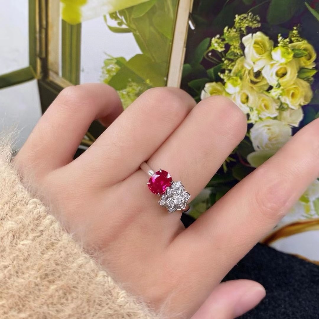 14k Gold 1.20 Ctw Natural Ruby & Diamond Ring - 4