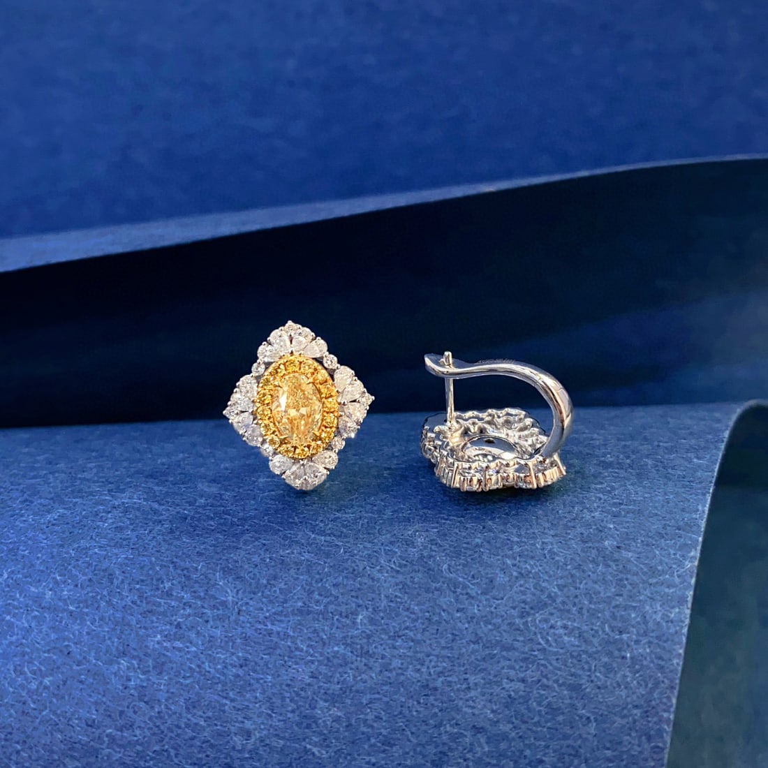 14k Gold 2.30 Ctw Natural Yellow Diamond & Diamond Earrings - 5