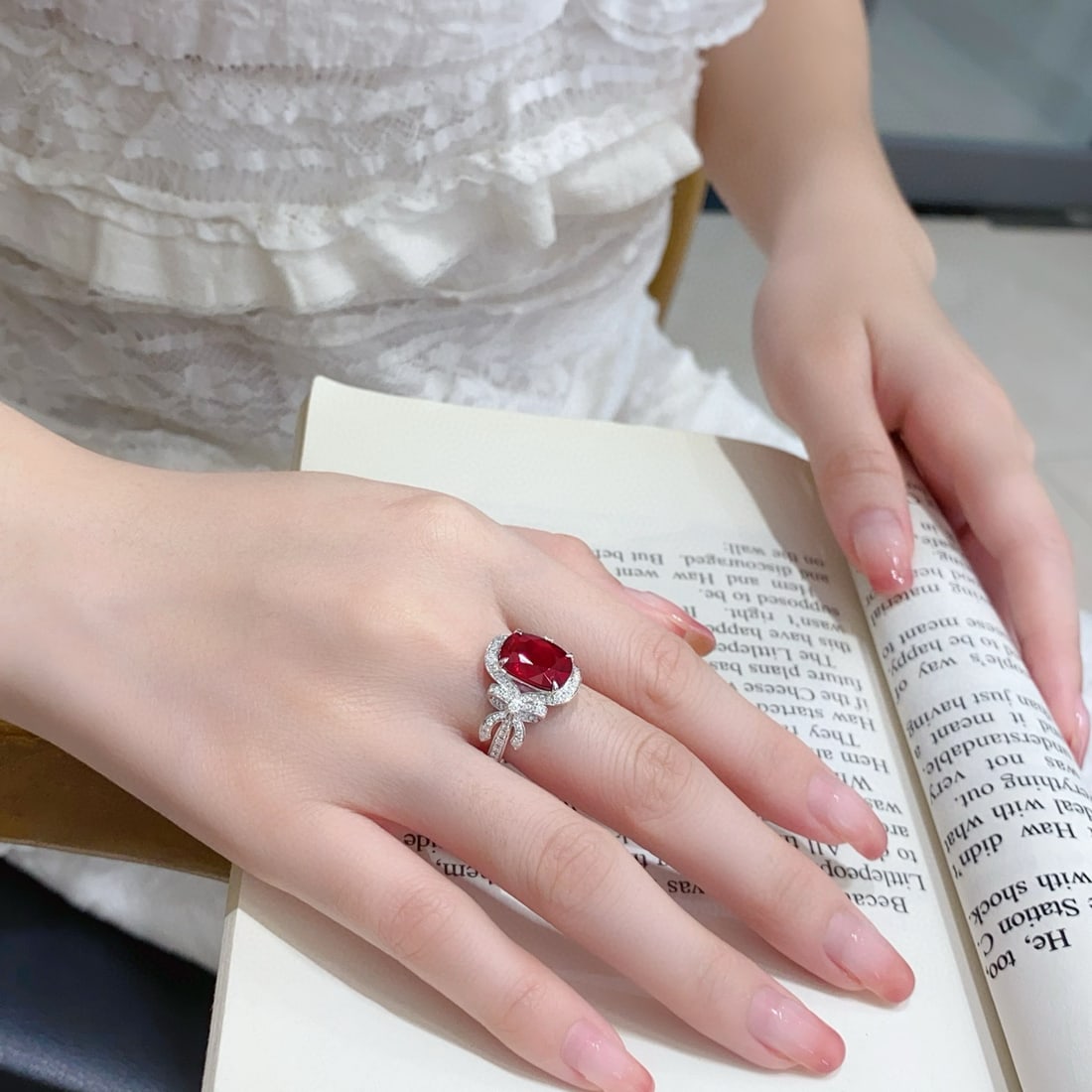 14k Gold 3.95 Ctw Vivid Red Natural Tourmaline & Diamond Ring - 6