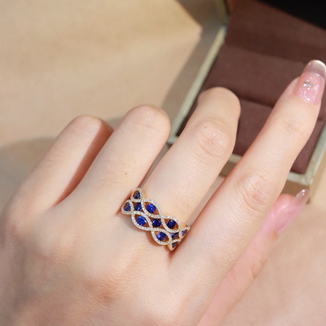 14k Gold 1.61 Ctw Natural Sapphire & Diamond Ring - 2